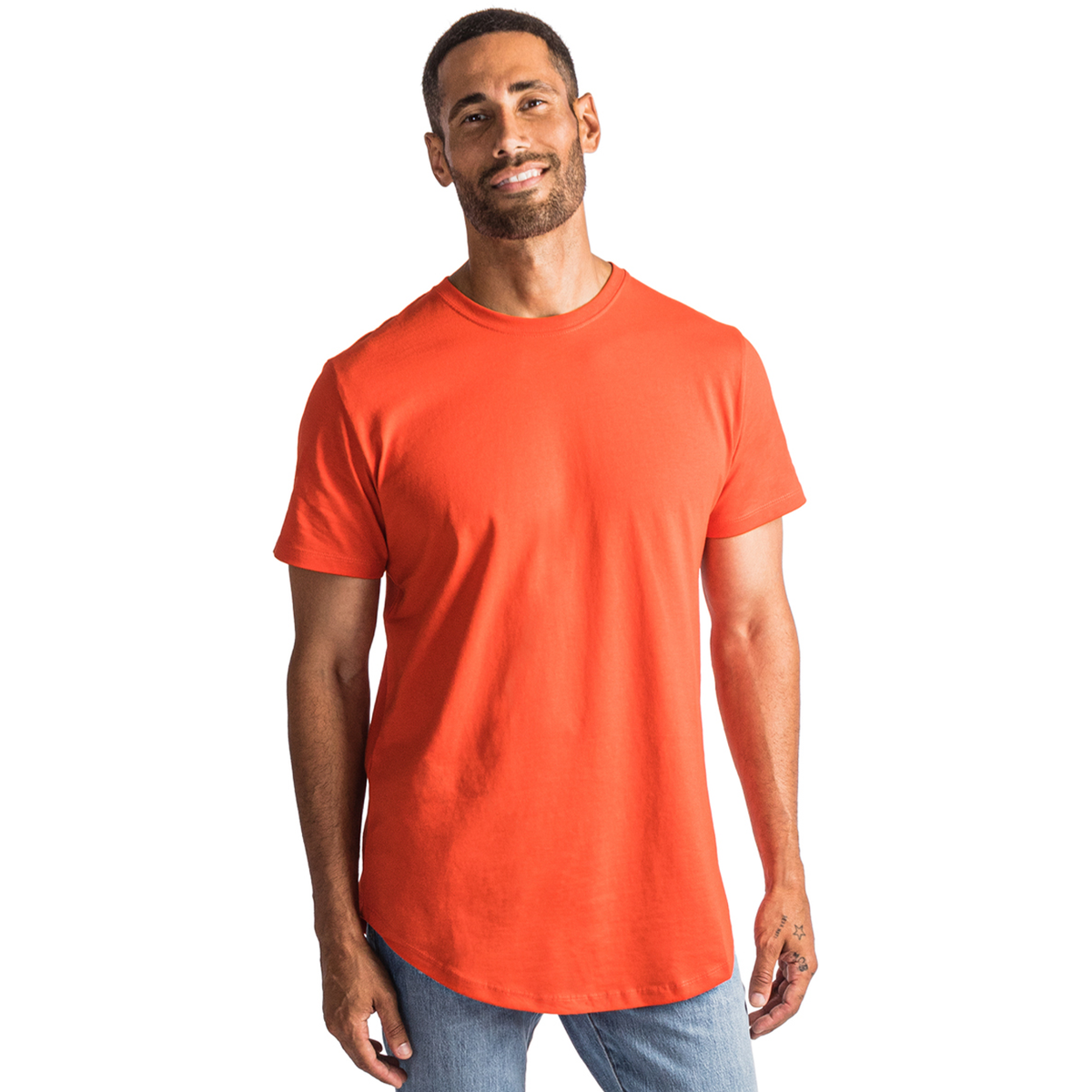 Champion Orange Tall Long Scoop T Shirt UCXX