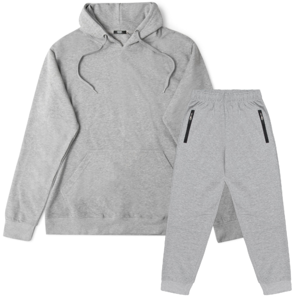 Gym Grey Fleece Pullover Hoodie and Jogger Set