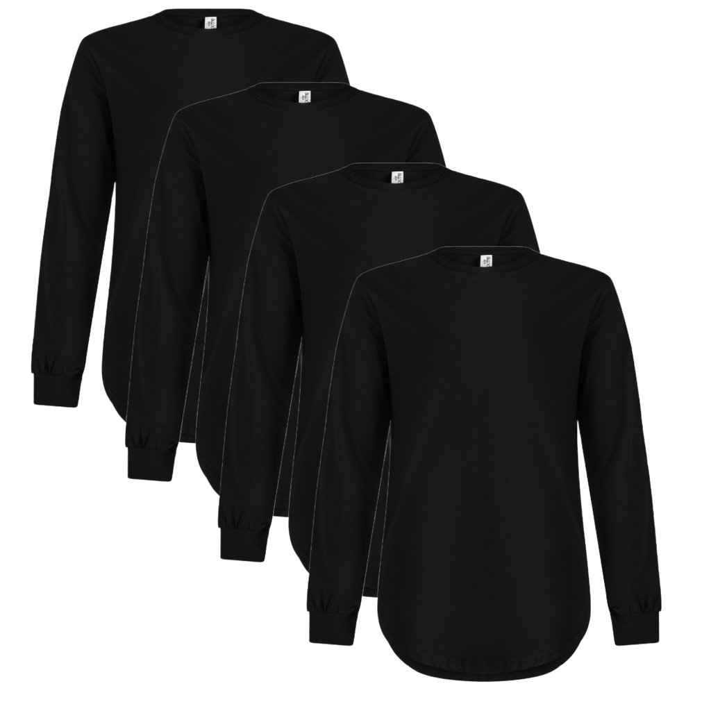 Black Scoop Long Sleeve 4-Pack