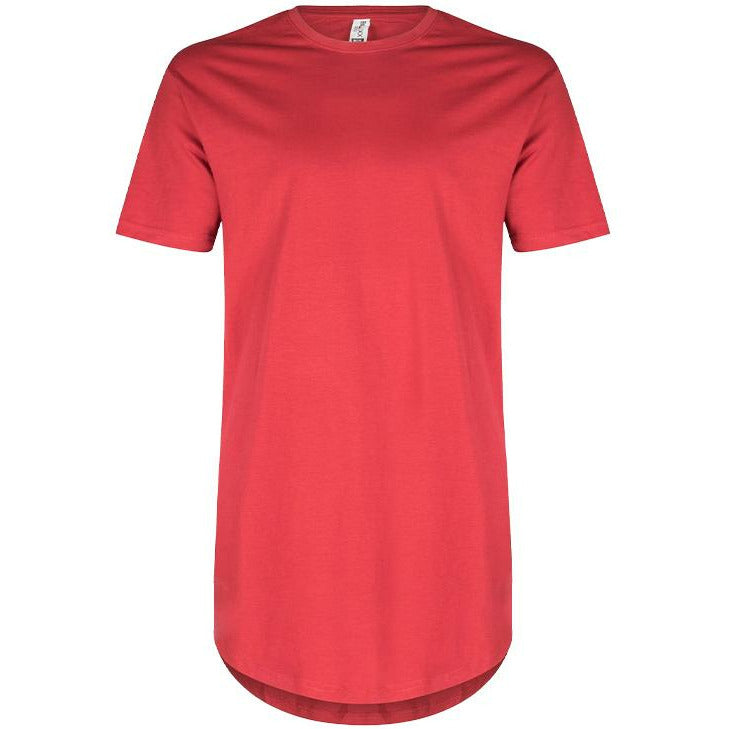 Red Tall Long Scoop T-Shirt
