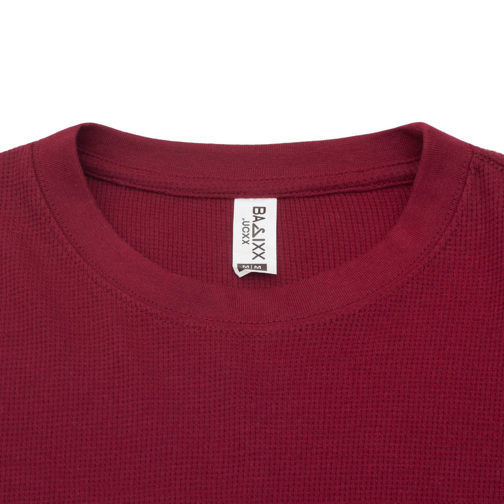 Burgundy Waffle-Knit Thermal Long Sleeve